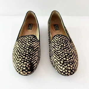 ADAM TUCKER Me Too Size 7.5 Real Calf Hair Chevron Animal Print Loafer
